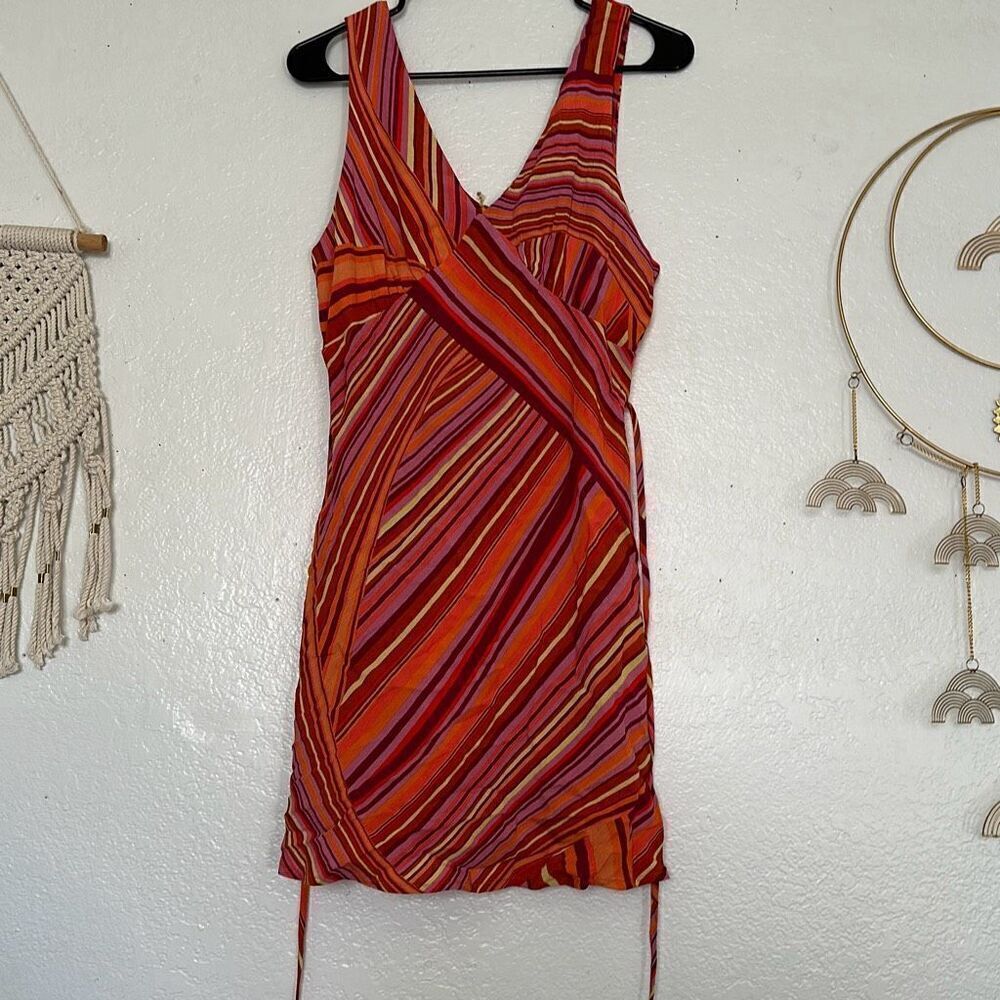 Wild Fable Size Medium Orange Striped Mini Dress Nwt